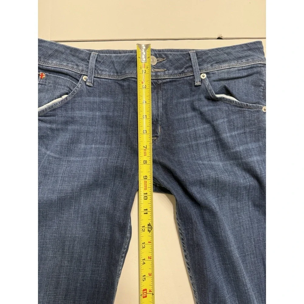 Hudson Jeans Womens Size 31 Blue Denim Dark‎ Wash Collin Flap Skinny Made In USA
